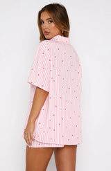 Sevimli Çizgili Yazlık Pijama Takımı - ÖzgeButik