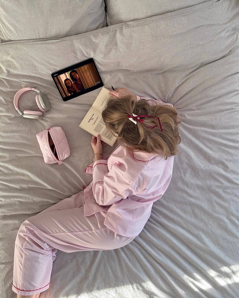 Çizgili Pembe Pijama Takımı - ÖzgeButik