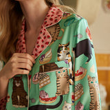 Kedi Baskılı Sevimli Pijama Takımı - ÖzgeButik