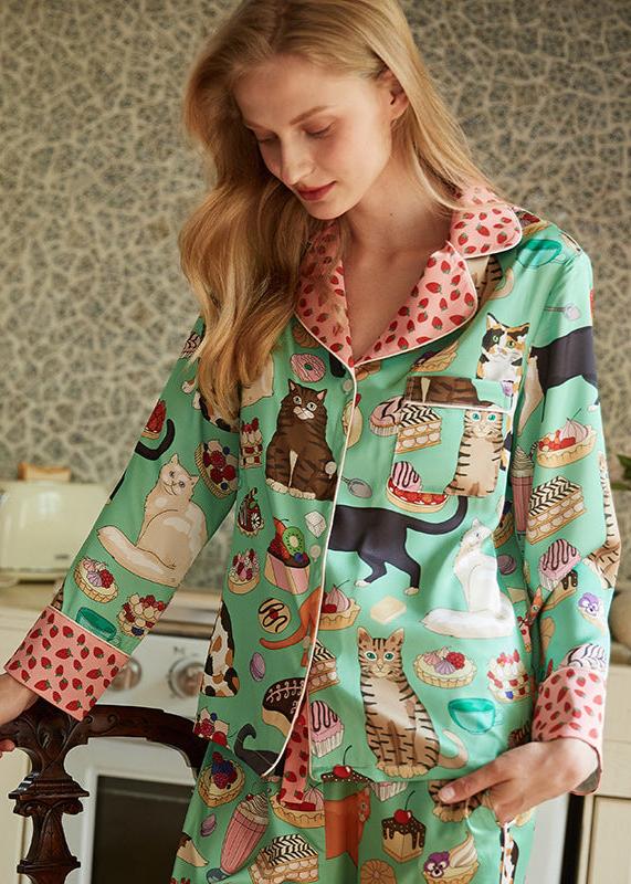 Kedi Baskılı Sevimli Pijama Takımı - ÖzgeButik