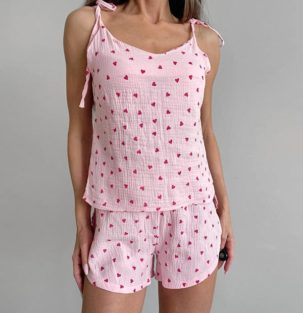 İki Parça Seksi Pamuklu Pijama Takımı - ÖzgeButik