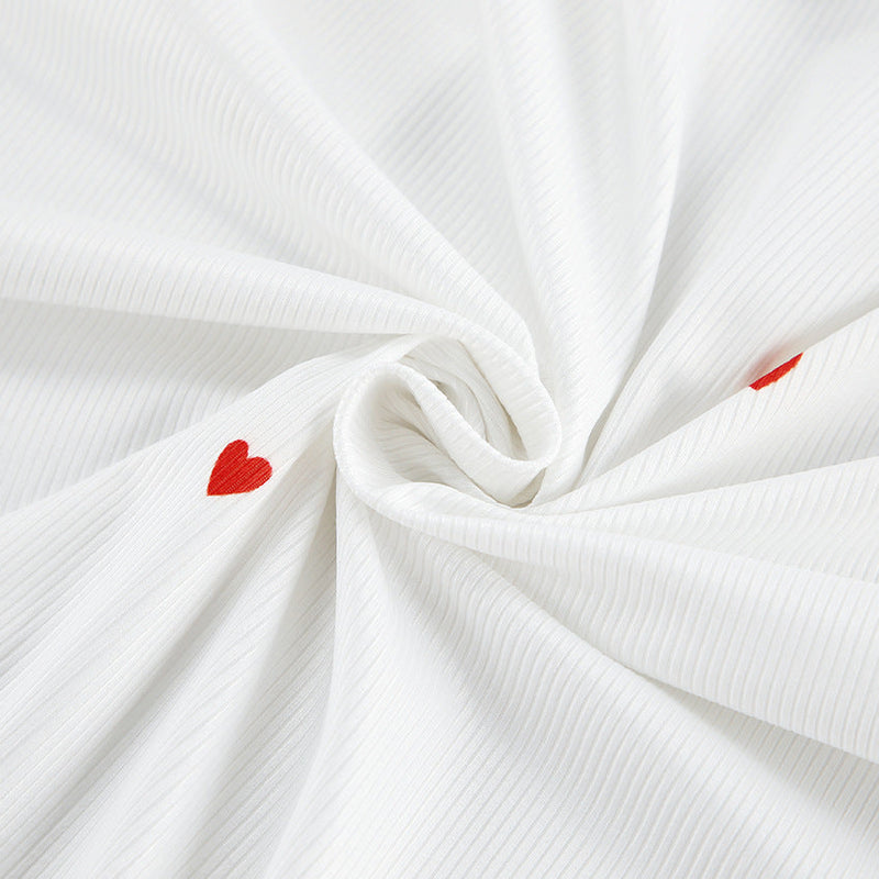 Kalp Baskılı Uzun Kollu Crop Pijama Takımı - ÖzgeButik