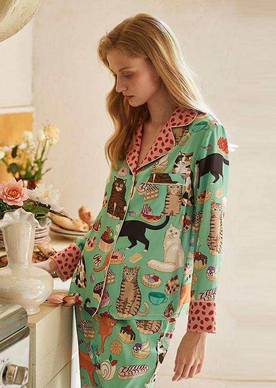 Kedi Baskılı Sevimli Pijama Takımı - ÖzgeButik