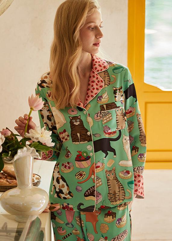 Kedi Baskılı Sevimli Pijama Takımı - ÖzgeButik