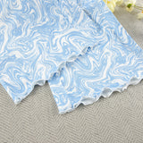 Mavi Ebru Şekilli Crop Pijama Takımı - ÖzgeButik