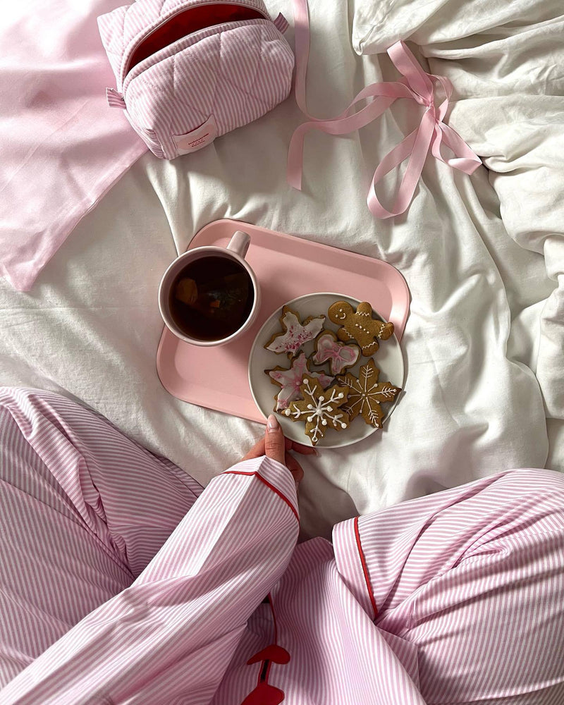 Çizgili Pembe Pijama Takımı - ÖzgeButik