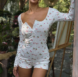 Çilek Desenli Uzun Kollu Rahat Tulum - ÖzgeButik